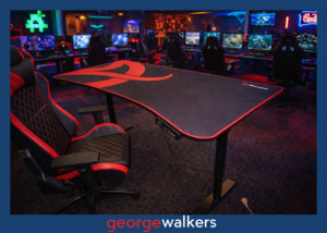 Desks: PR6434  Black Red Arozzi Gaming Electric Desk