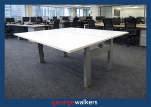 Desks: PR6572  White Melteca  2 Man Pod Desk