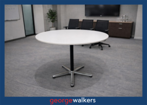 PR6580  Silver Strata  Roiund Meeting Table