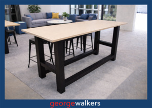 Meeting Room: PR6562  Whitewashed Melteca  Bar Leaner Meeting Table