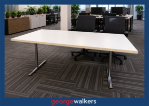 PR6578  White Tempest Euro Flip Table on Rollers