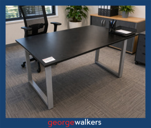 PR6635  Black Melteca Desk with Metal Frame