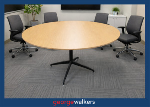 Meeting Room: PR6663  Woodgrain  Round Meeting Table 1.2M