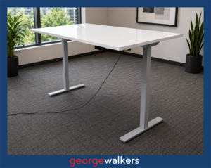 Desks: VL114  Glossy White  Height Adjustable Sit/Stand Desk