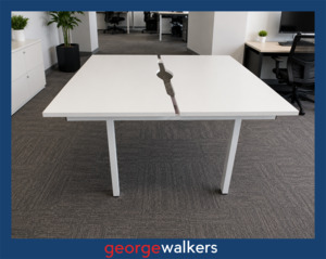 Desks: POD DESK – 2 PERSON – WHITE – 1600MM – PR6832