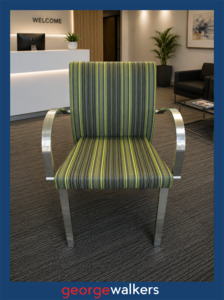 RECEPTION CHAIR – SEGIS BARTOLI DESIGNER – RRP $700+ GREEN STRIPE – PR6812