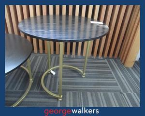COFFEE TABLE – ROUND – BLACK WOODGRAIN – GOLD BASE – PR6869
