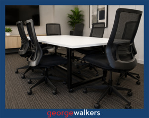 Boardroom: BOARDROOM TABLE – BLACK STEEL FRAME – WHITE TOP – 2.4M – PR6864