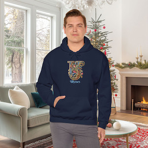 Products: Gildan 18500 Grey Hooded Sweatshirt Personalized Name Illuminated Floral Letr U