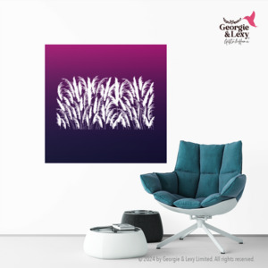 Purple & White Art on Canvas 7 Sizes with Sunset White Pampas Grass Silhouet&hellip;