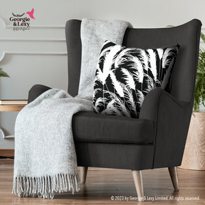 Black & White Throw Pillow 4 Size Moonlit White Pampas Grass Silhouettes Bed&hellip;