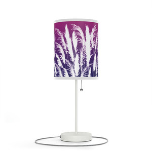 Purple & White Table Lamp with Sunset White Pampas Grass Silhouettes Georgie & Lexy