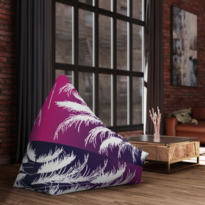 Purple & White Bean Bag Cover with Sunset White Pampas Grass Silhouettes Pri&hellip;