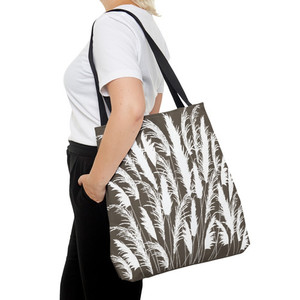 Products: Beige & White Tote Bags 3 Sizes Coastal Sand Dune White Pampas Grass Silhouettes Georgie & Lexy