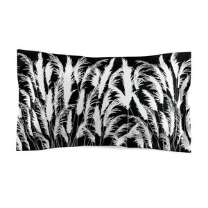 Products: Black & White King Pillow Sham Moonlit White Pampas Grass Silhouettes Bedding Georgie & Lexy