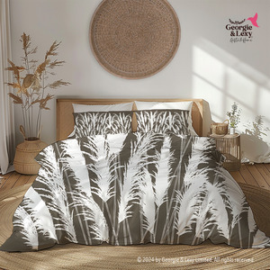 Products: Beige White Twin XL Duvet Cover Coastal Sand Dune White Pampas Grass Silhouettes Georgie & Lexy