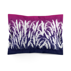 Products: Purple & White Standard Pillow Sham with Sunset White Pampas Grass Silhouettes Georgie & Lexy