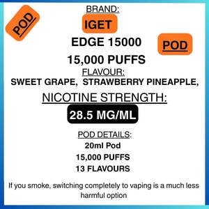 Prefilled Vape Pods: IGET Edge 15000 Replacement Pods – Getavape NZ