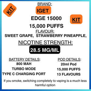 IGET Edge 15000 Vape Kit – Getavape NZ