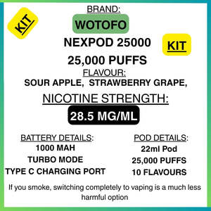Prefilled Vape Pods: Wotofo Nexpod 25K Vape Kit – Getavape NZ