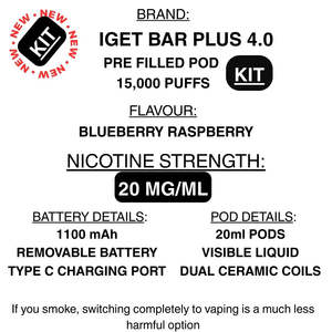 IGET Bar Plus 4.0 (15K) Vape KIT – Pre-filled Pod vape | Getavape NZ