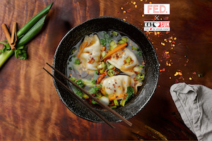 Main Dishes: Kombu Dashi Broth with Kai Sum dumplings