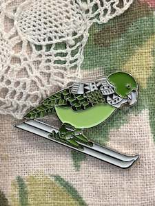 Gift Ideas Under 20: Burnt Hill Yarn Company - Skiing Kea Enamel Pin