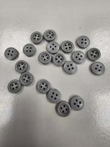 Buttons: Buttons - Wooden 10mm x 20 - Grey