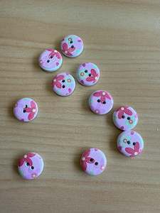 Buttons: Buttons - Pink Floral Print - 15mm x 10