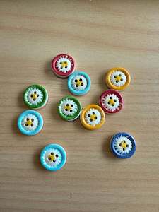 Buttons: Buttons - Chrysanthemum 15mm x 10 - Mix 2