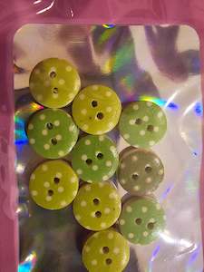 Buttons - Green Mix Spots - 15mm x 10