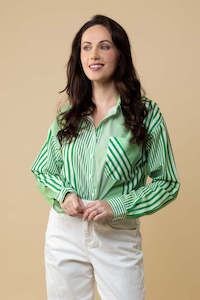 Sale: Thea Shirt - Green Stripe