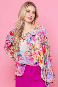 Riley Bow Blouse - Colourful Floral