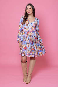 Clarissa Dress - Blue Abstract