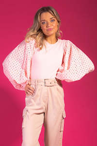 Jessie Cotton Embroidered Top - Peach