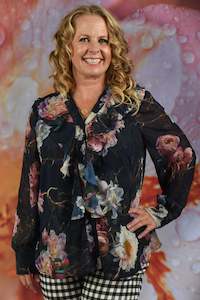 Tops: Clowning Around Blouse - Ink Floral