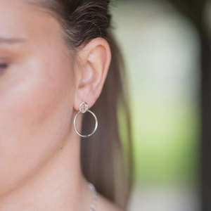 Jewellery: Bijoux Double Ring Silver Stud Earrings