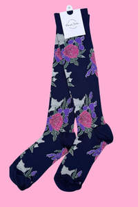 Annah Stretton: AS - Compression Socks - Navy Botanica