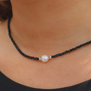 Fabuleux Vous 1: Silver Perle Black Spinel & Fresh Water Pearl Necklace