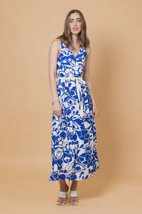 Amaya: Grace Wrap Dress - Blue Print
