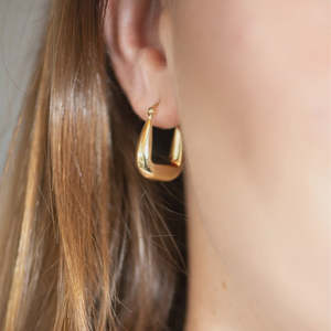 Jewellery: Bijoux- 14kt YG Plated Gold U Hoop Earrings