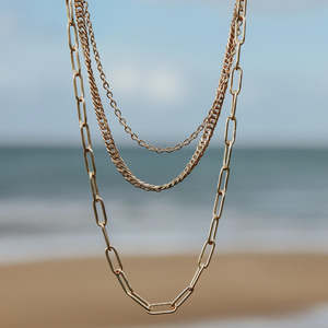 Steel Me Multi Layer Chain Necklace - Yellow Gold