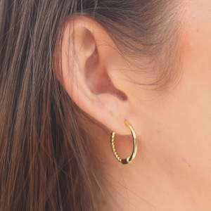 Bijoux Yellow Gold Hoops with Twist