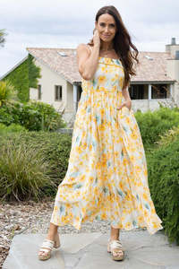 Sale: Cassie Maxi Dress - Yellow Floral
