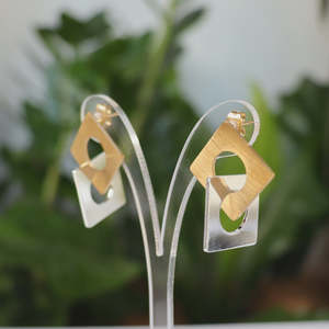 Fabuleux Vous 1: Carre Yellow Gold & Silver Stud Earrings