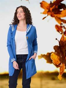 Stripe Trim Hooded Cardi