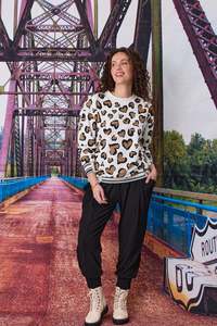 Heart Print Sweatshirt - Winter White