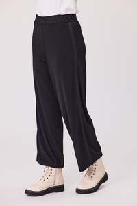 Pants: Donna Side Trim Palazzo Pant - Black