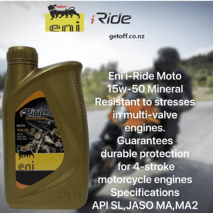 Products: Eni i-Ride Moto 15w-50 lubricant 1 Litre