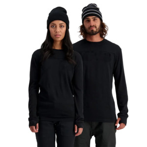 Go Snow: Mons Royale Unisex Yotei Merino Long Sleeve - Black